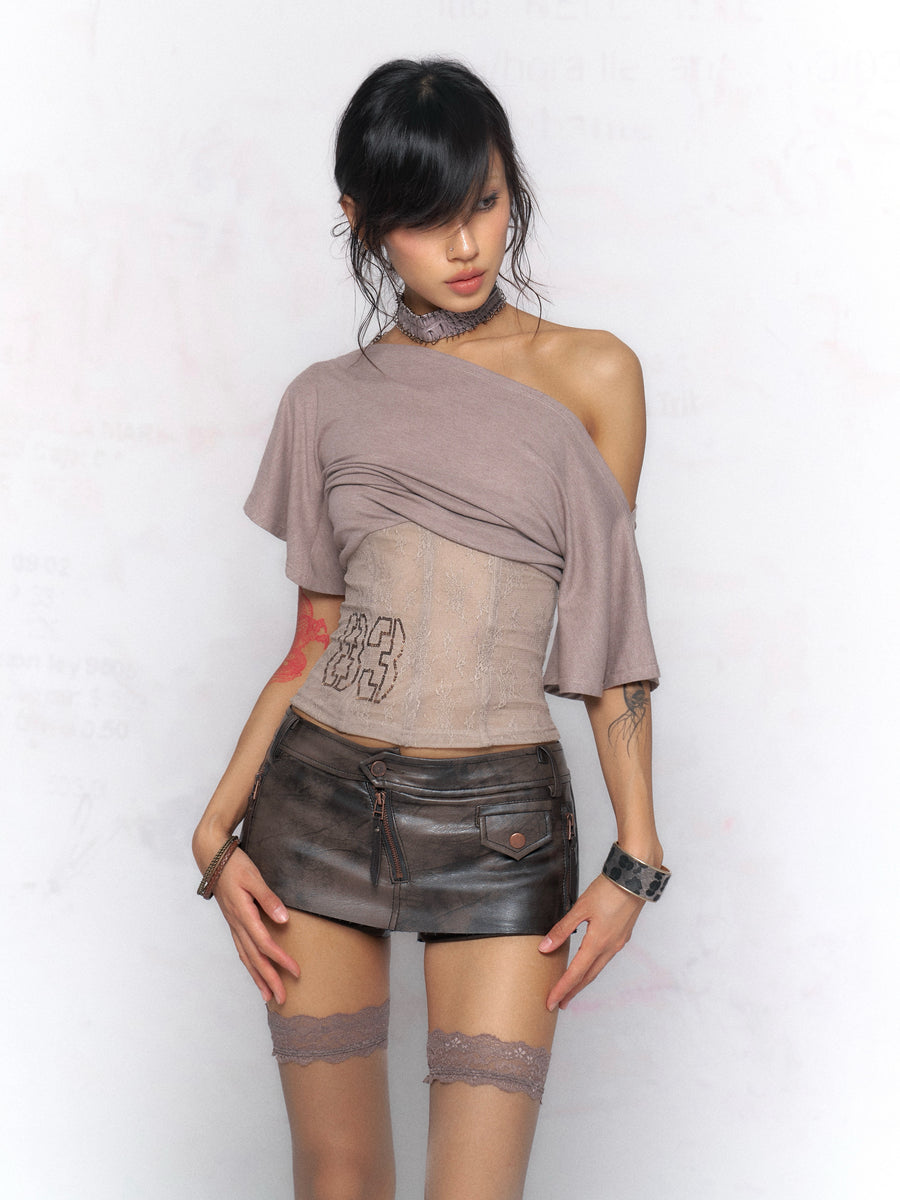 Dark Brown Leather Skirt And Trousers