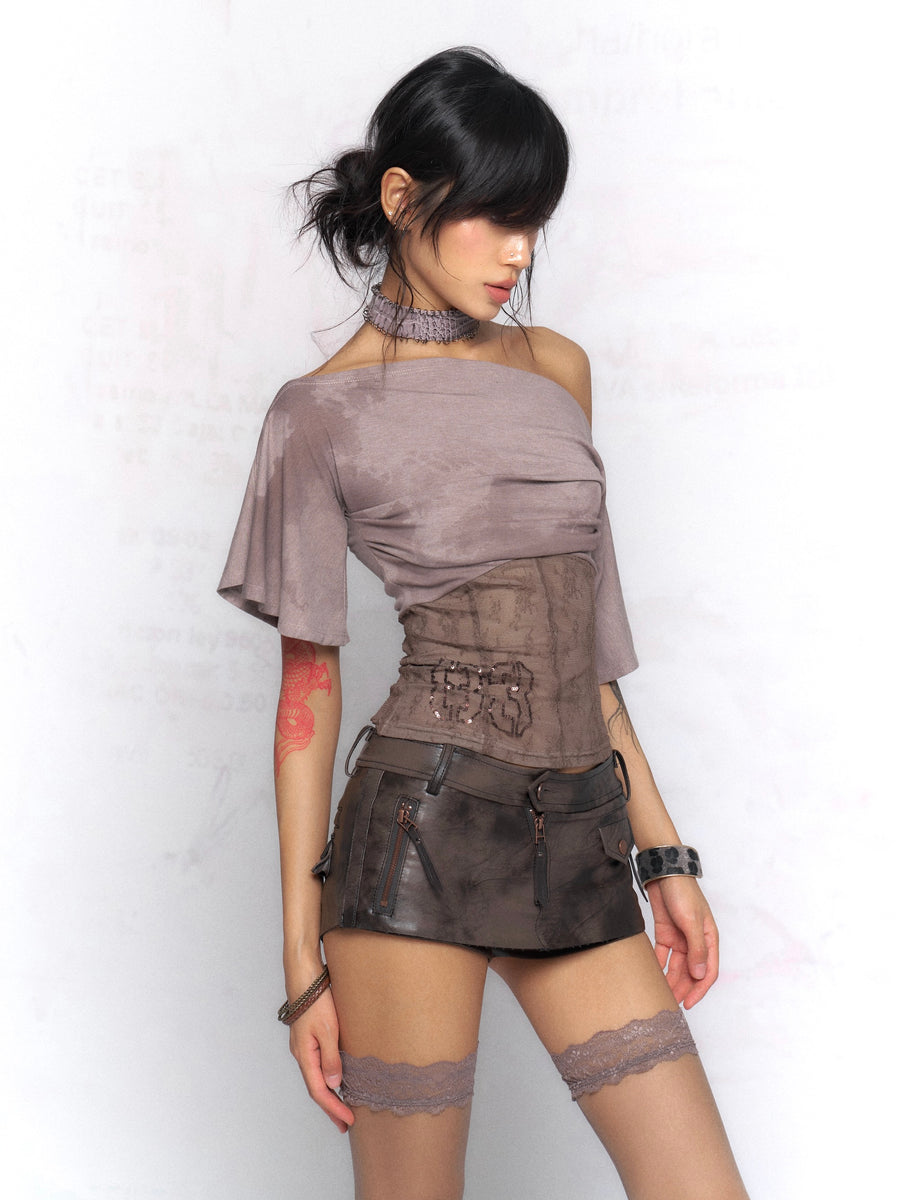 Dark Brown Leather Skirt And Trousers