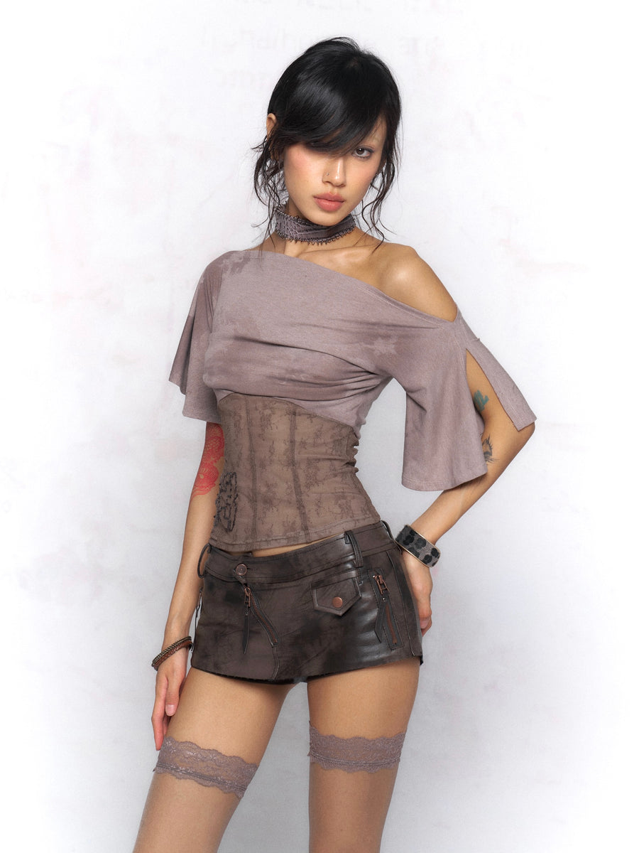 Dark Brown Leather Skirt And Trousers