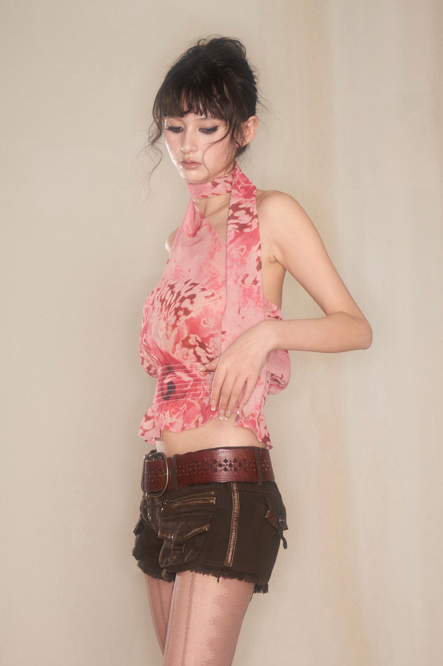 Neck-Hanging Chiffon Top